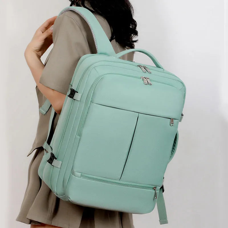 Waterproof oxford cloth business backpack with multiple pockets showing 15.6-inch laptop compartment