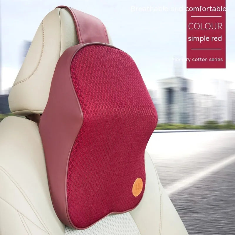 Car headrest and lumbar pillow set with memory foam filler in various colour options