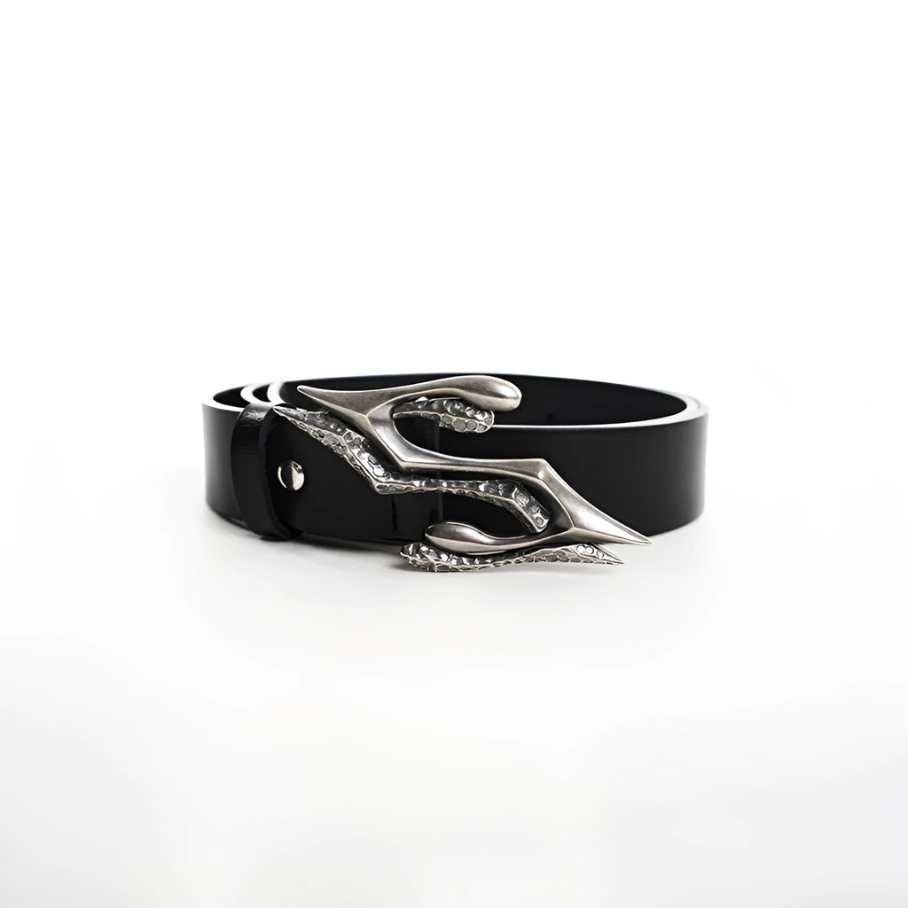Black two-layer cowhide men's leather belt with metal letter buckle, length 110 cm