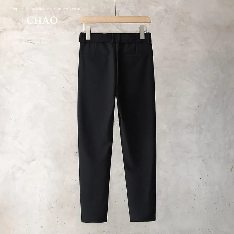 Boys slim straight wool trousers in tapered street fashion style with straight leg opening