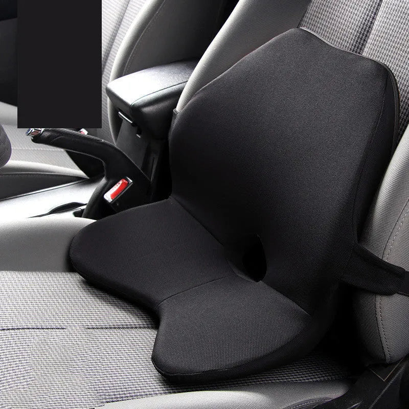 Memory foam car lumbar support pillow with adjustable straps in beige colour