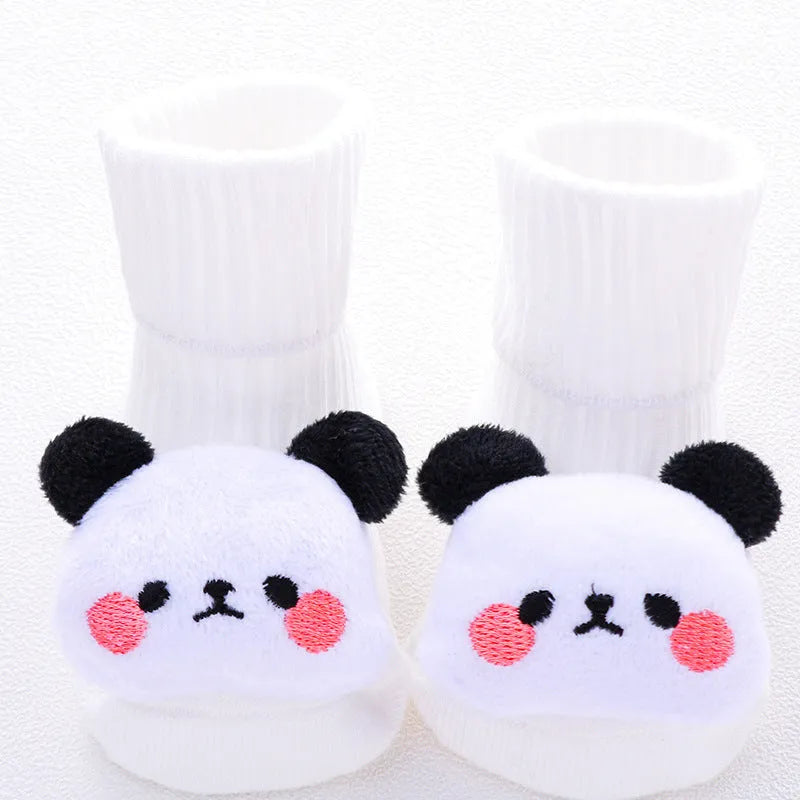 Cotton baby floor socks in animal and bow patterns for infants 0-3 years