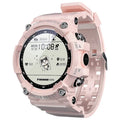Black smart sports watch with round colour screen showing heart rate display on TPU strap