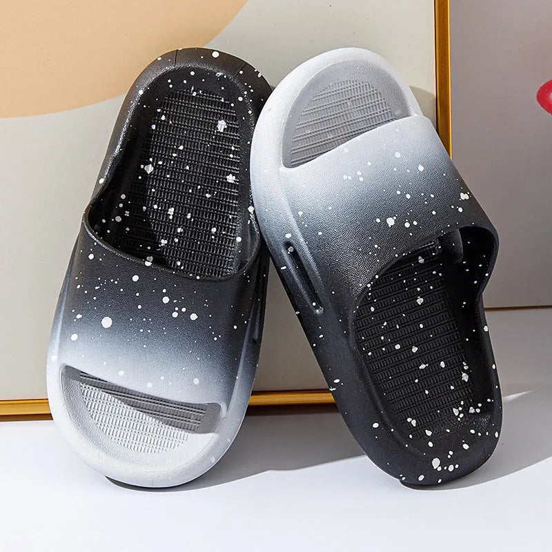 Gradient colour PVC summer slippers for children with non-slip soles
