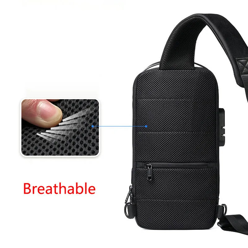 Men's waterproof Oxford cloth crossbody bag with anti-theft design and internal organiser pockets