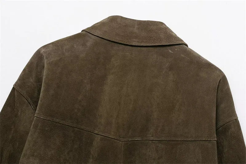 Women's PU leather jacket in Japanese Korean casual style with regular fit