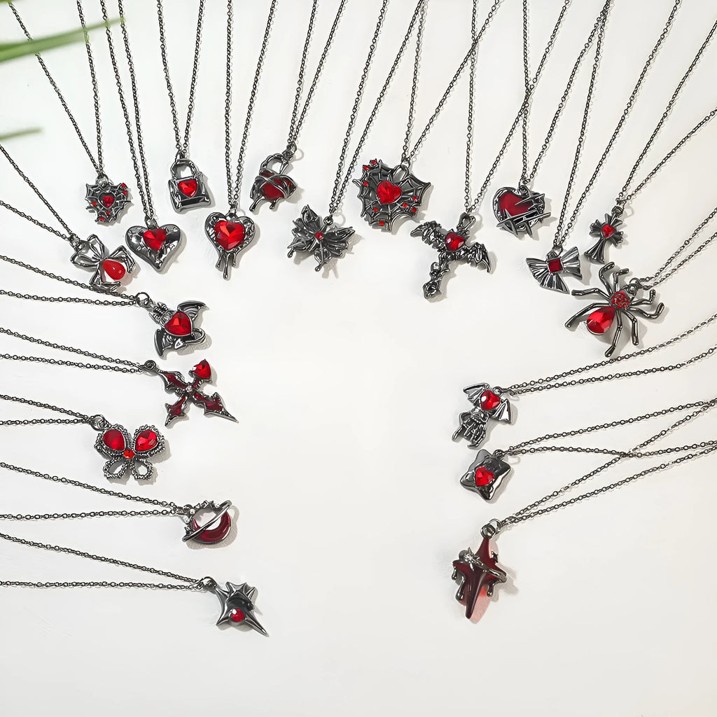 Zinc alloy Halloween necklace with spider bat pendant on a 45cm chain