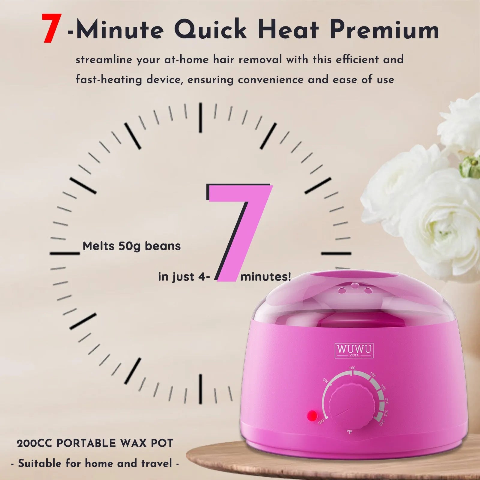 29-piece hard wax hair removal kit with black wax warmer, four coloured wax beads, wax sticks and aftercare products