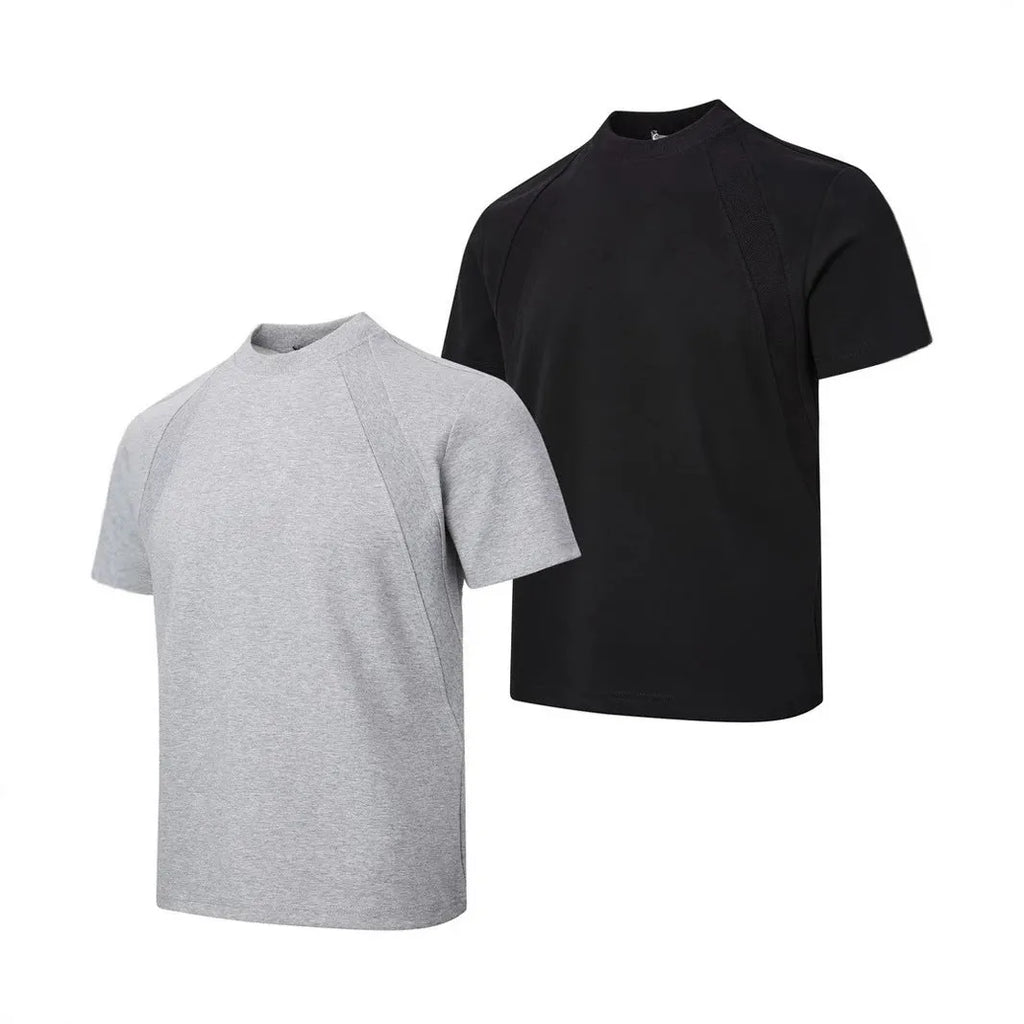 Loose fit short sleeve top with air layer stitching in black, white, or grey colours
