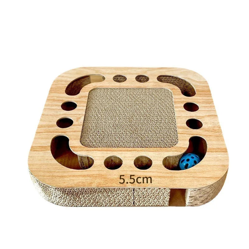 Cat scratch board with ball toy in corrugated paper design options