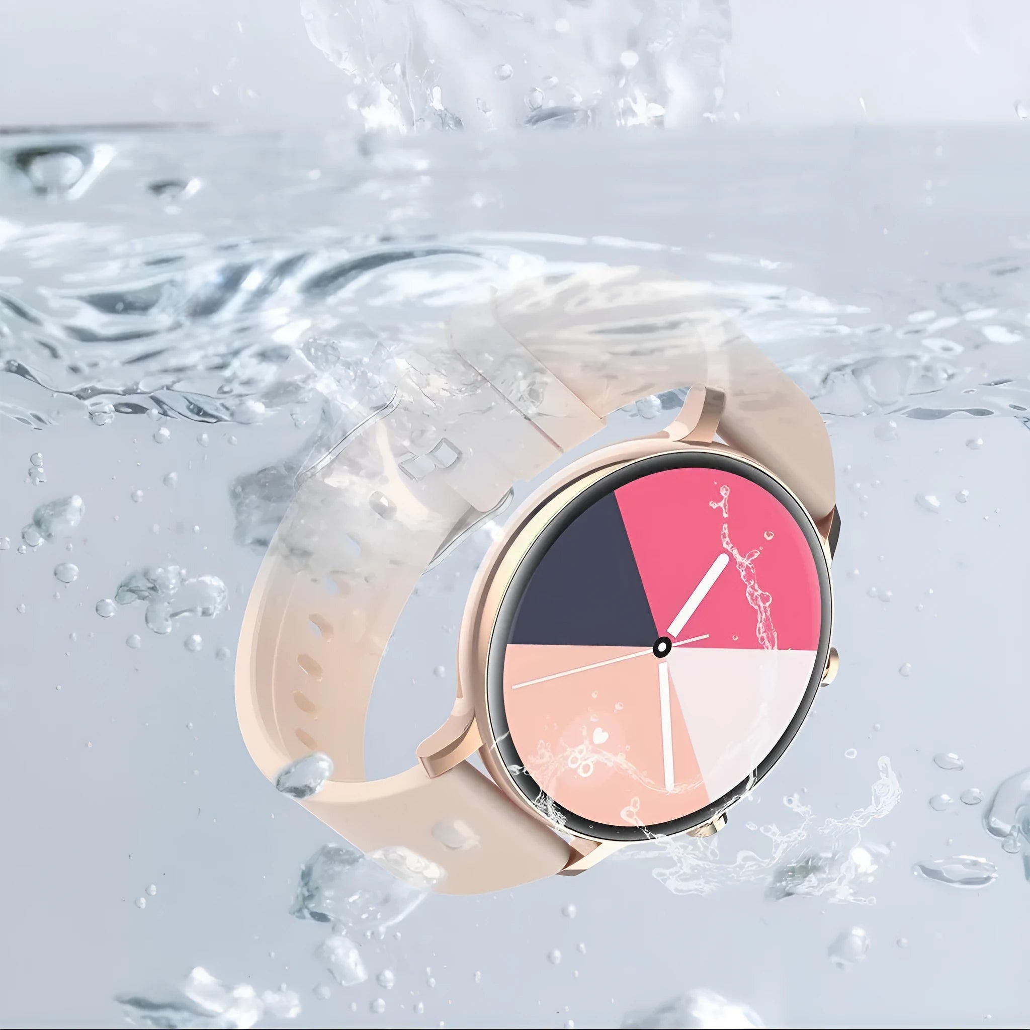 Stainless steel Bluetooth smartwatch showing call function and health metrics on its screen.