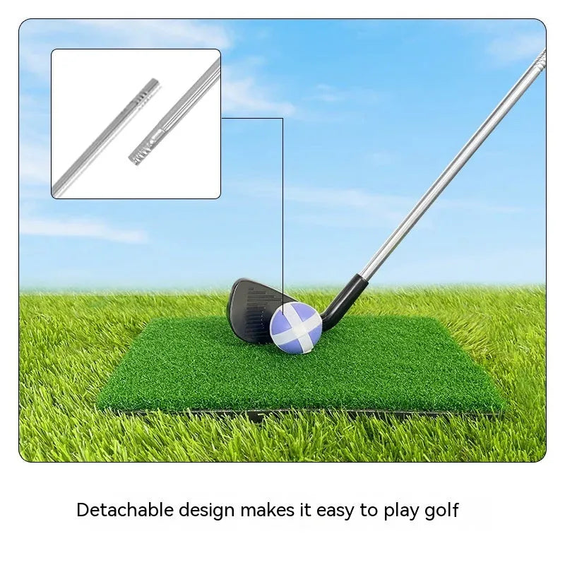 Silver metal golf club set showing adult and children's sizes for outdoor recreation