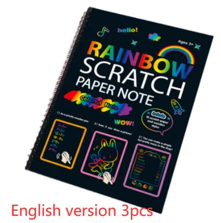 Children's large scratch art paper with scraper tool revealing colourful puzzle design