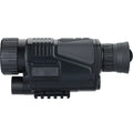 Black digital night vision telescope with 40mm lens, rubber-coated body, shown with storage bag and cables.