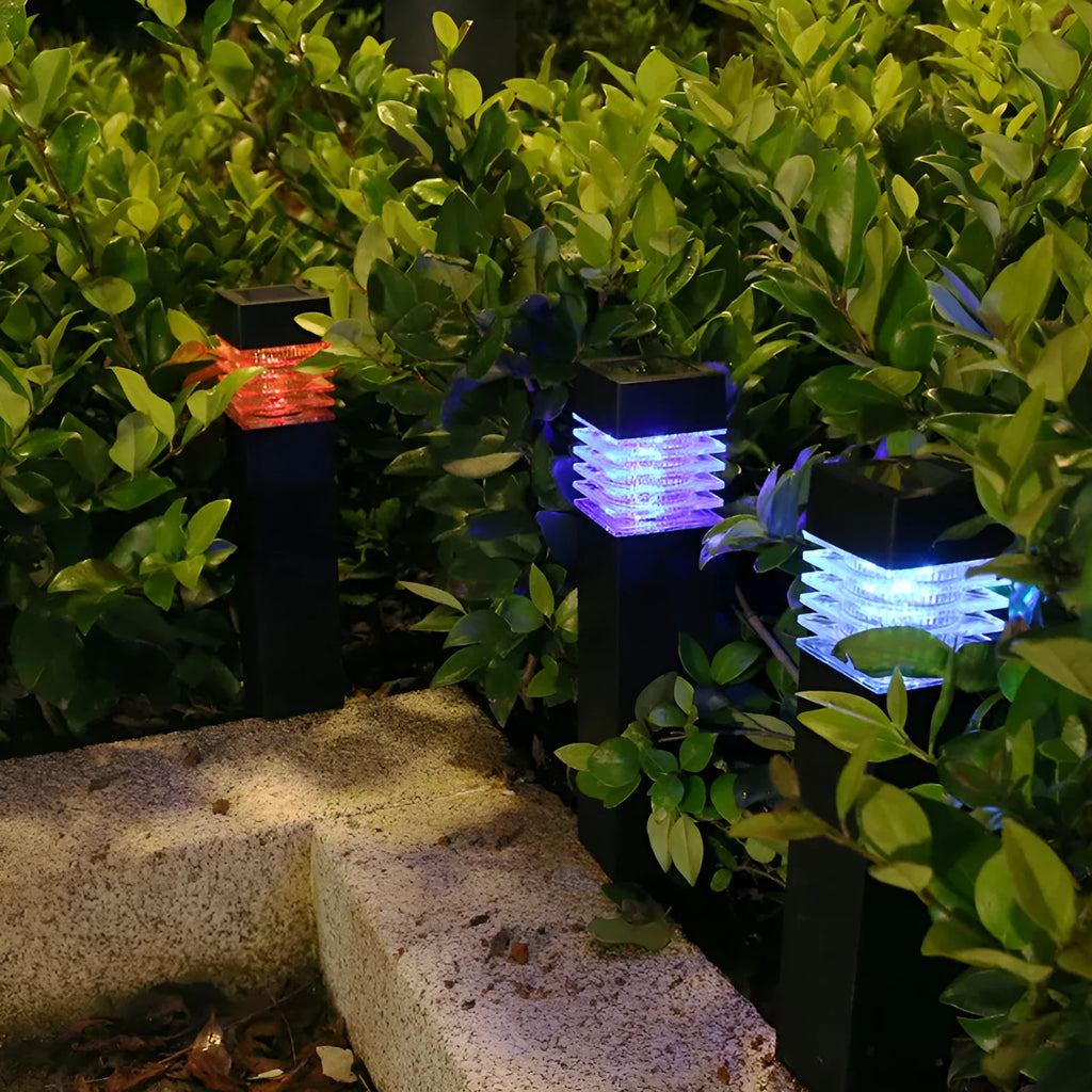 Solar lawn ground lamp with cuboid shape for garden and courtyard lighting