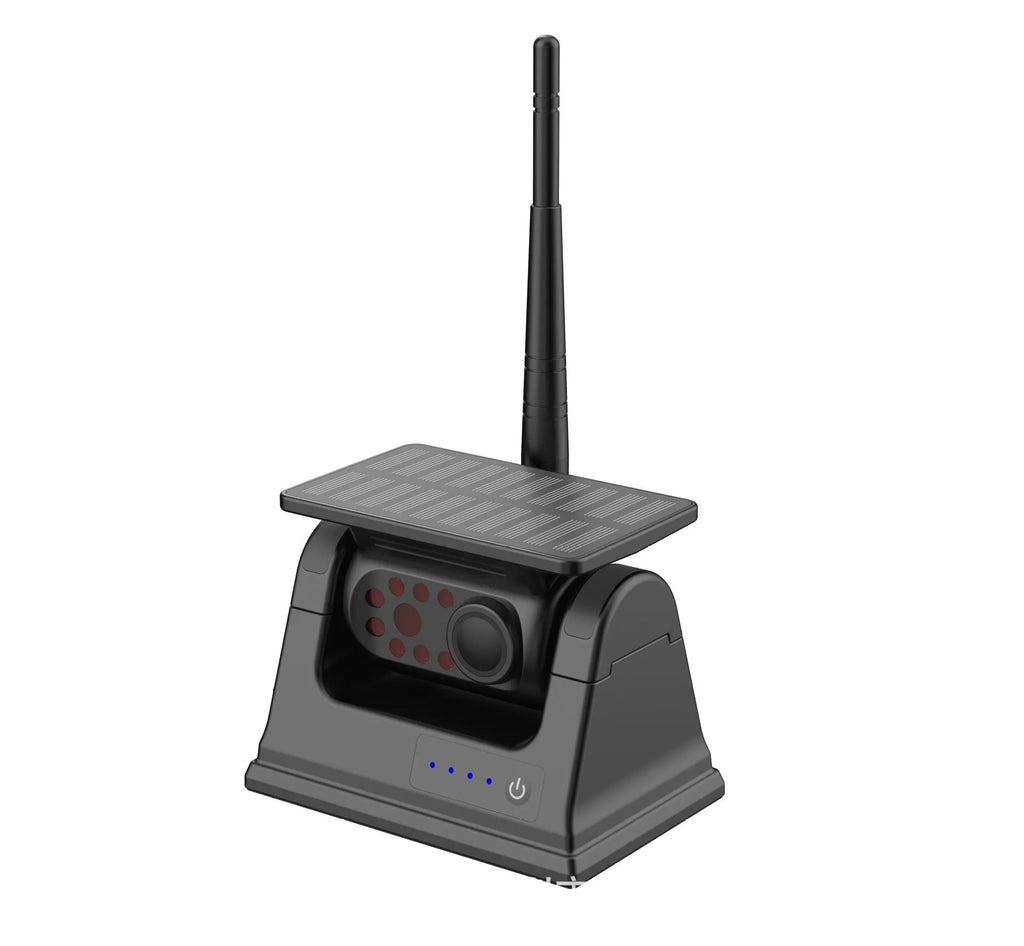 YL-Solar WF908 black wireless reversing camera with magnet base and solar panel on top