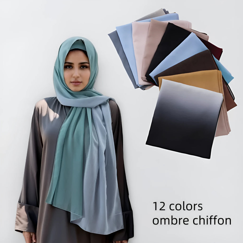 Long lightweight chiffon scarf for women in summer colours