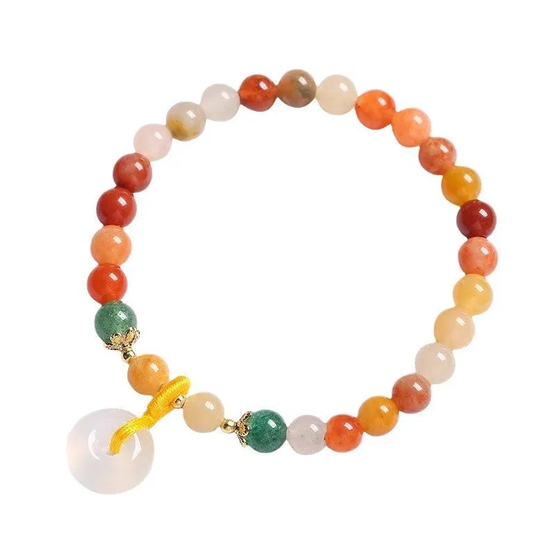 Chinese style handmade bracelet with jade safety buckle and 6mm agate beads