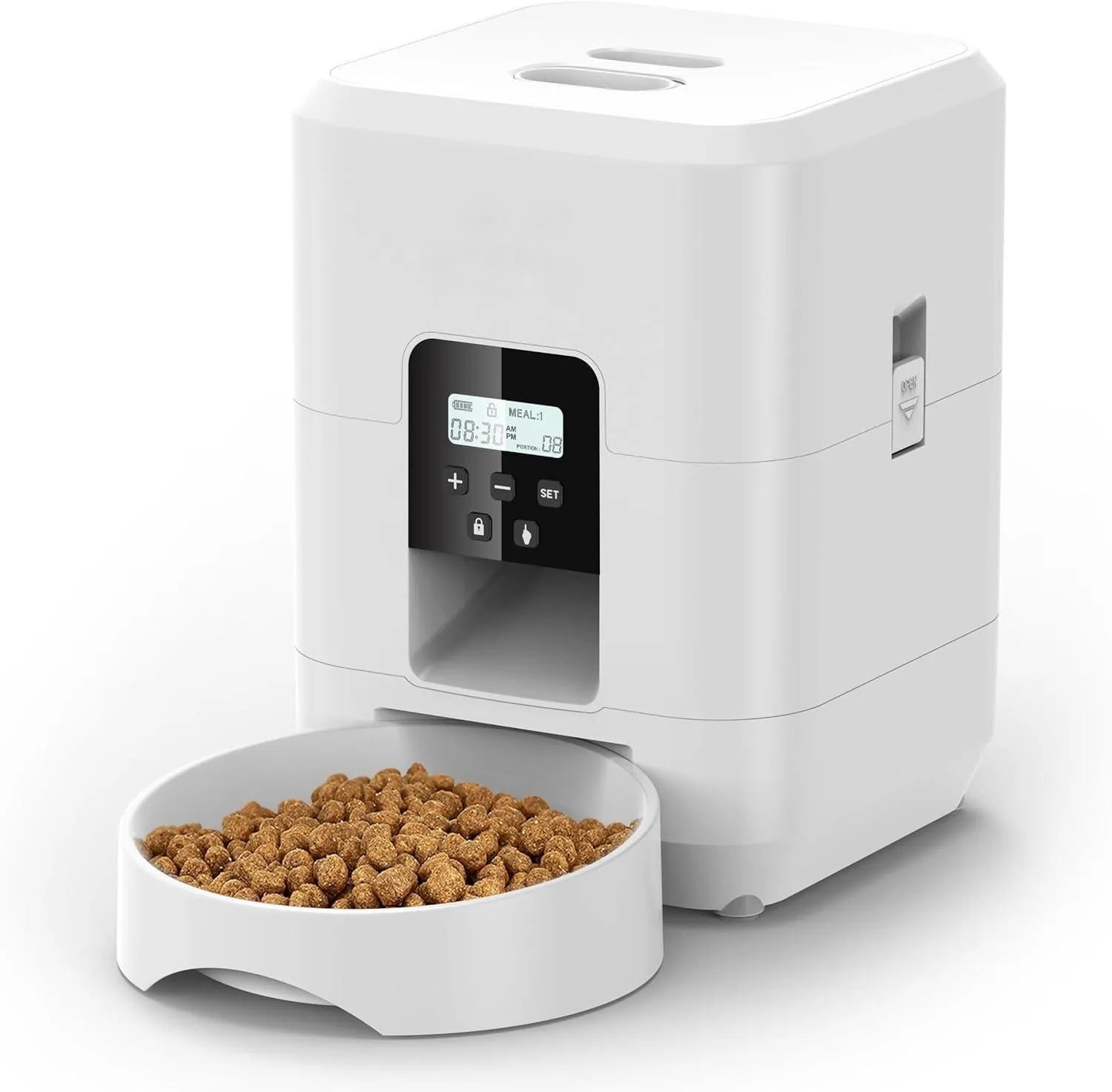Automatic pet feeder for cats with programmable timing and WiFi remote control