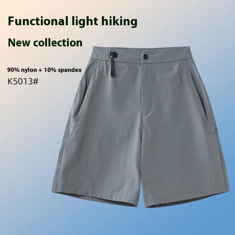 Men's Army Green quick-drying sports shorts with 3D cut and elastic sides for running and climbing.