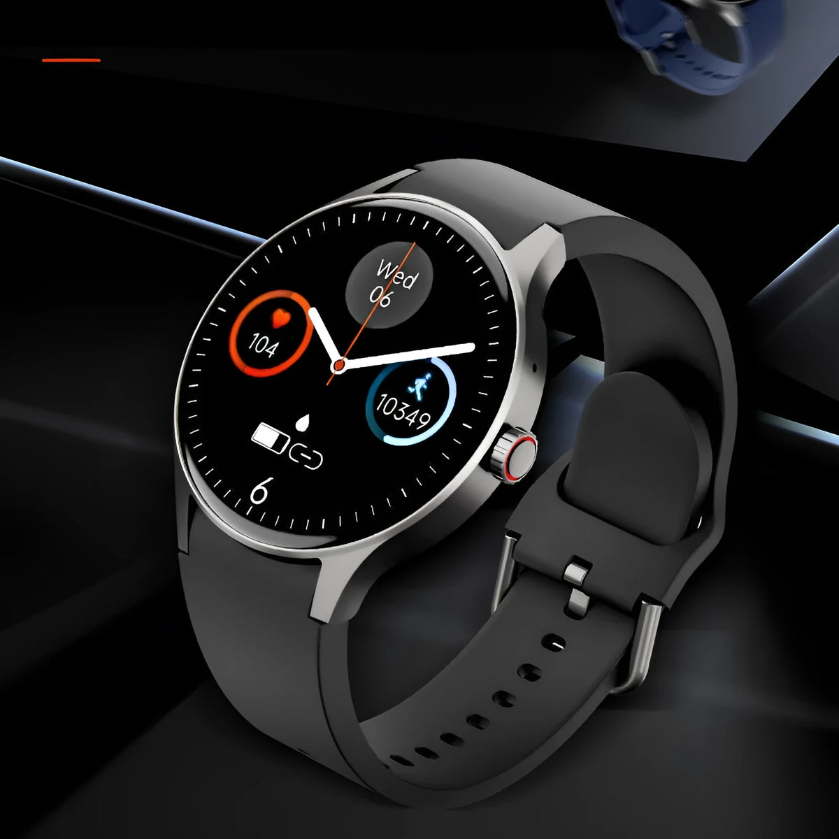 46mm smart watch with blood glucose monitoring on wrist showing AMOLED screen display
