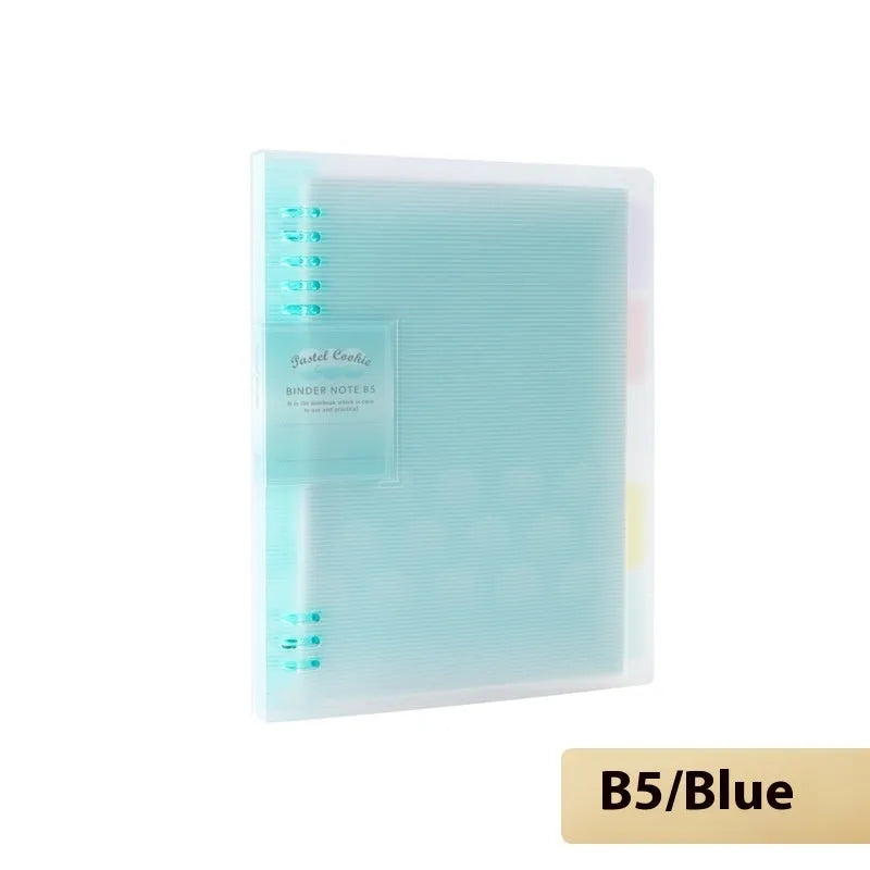 Refillable B5 spiral notebook with coloured PP cover and loose-leaf paper