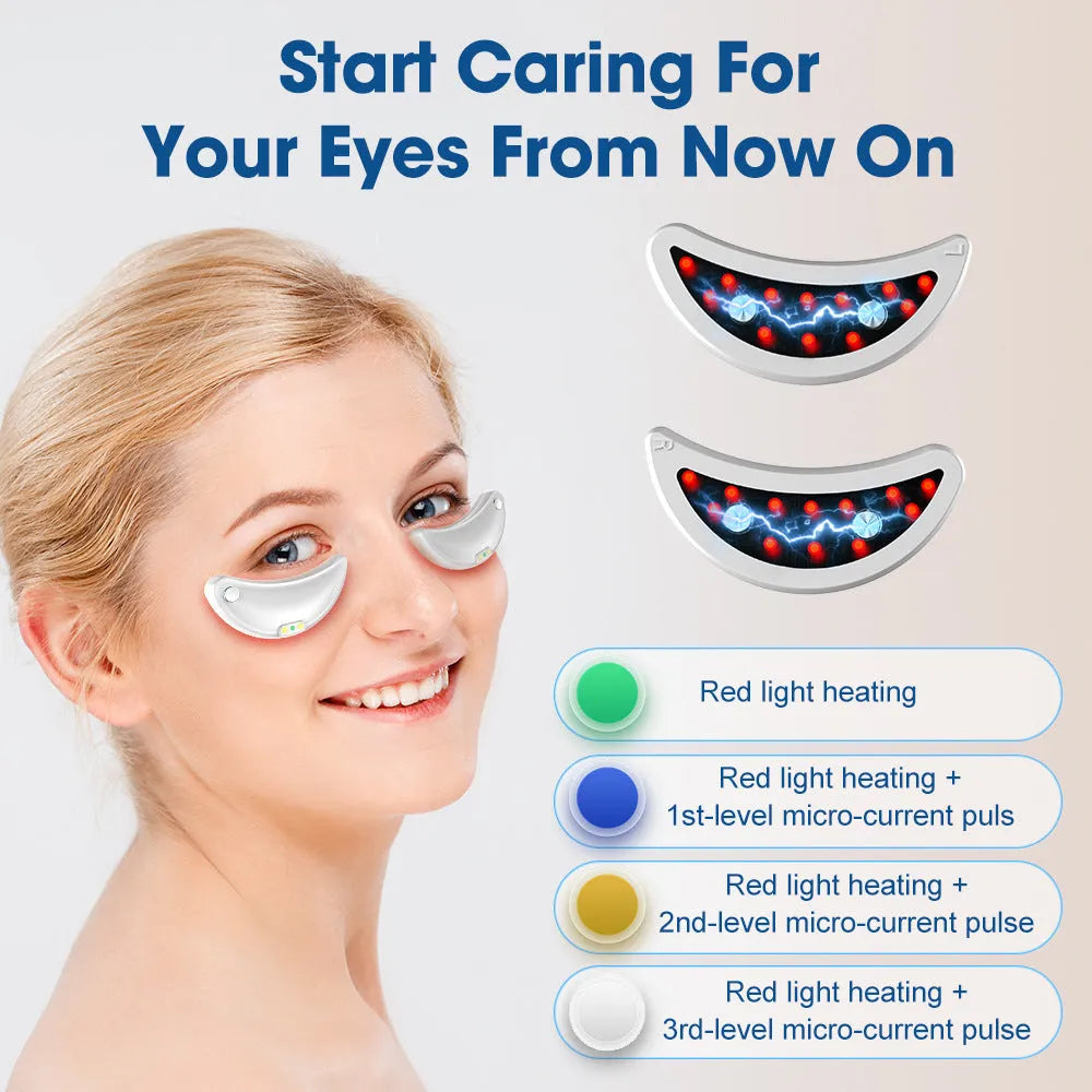 White red light EMS eye and facial massager device for dark circle treatment