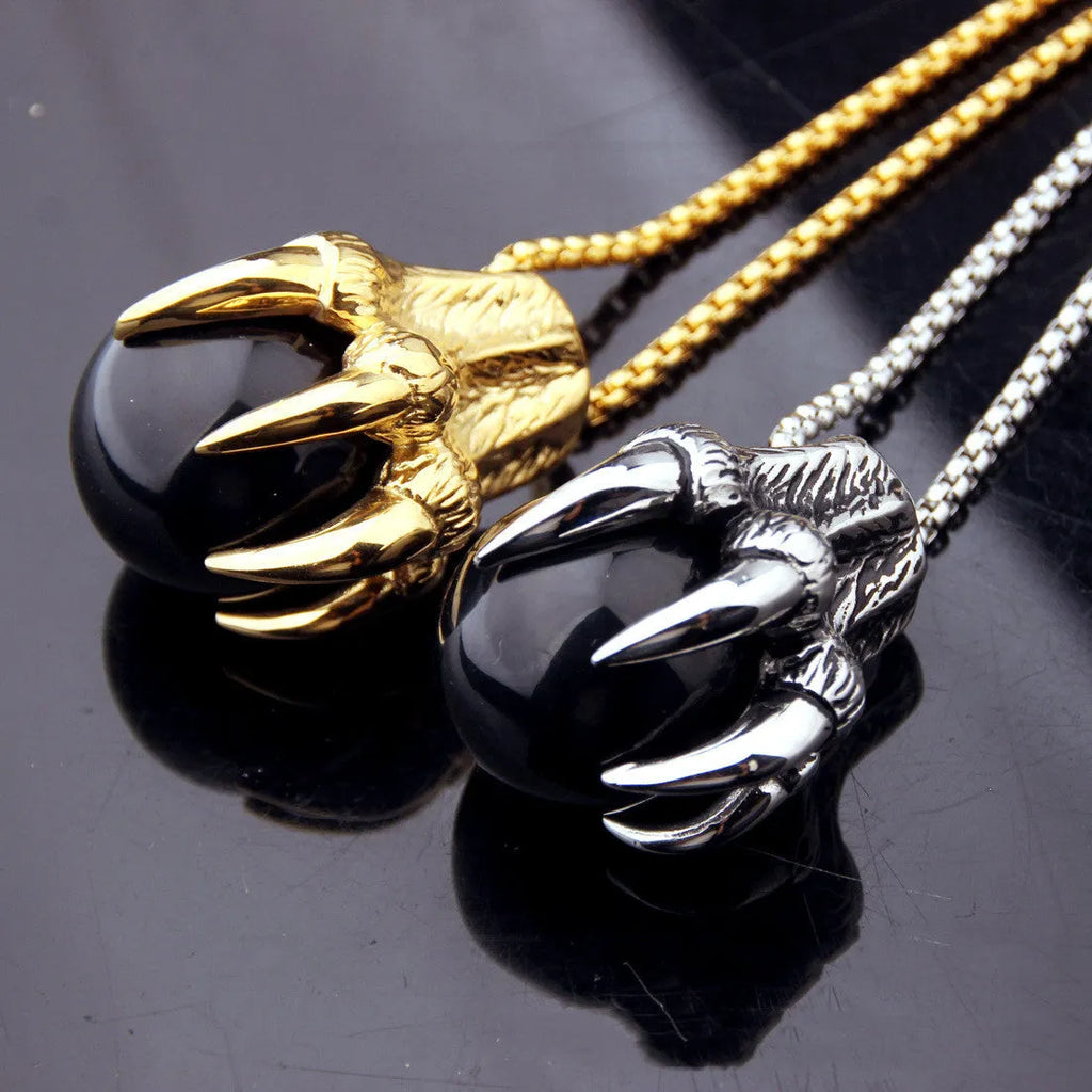 Men's stainless steel animal zodiac pendant necklace, 65g, shown in steel colour or gold colour options