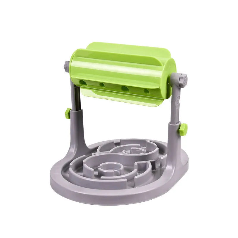 Blue interactive pet puzzle feeder toy with adjustable height for dogs and cats