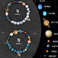 Two natural stone beaded bracelets with zodiac signs on adjustable strings