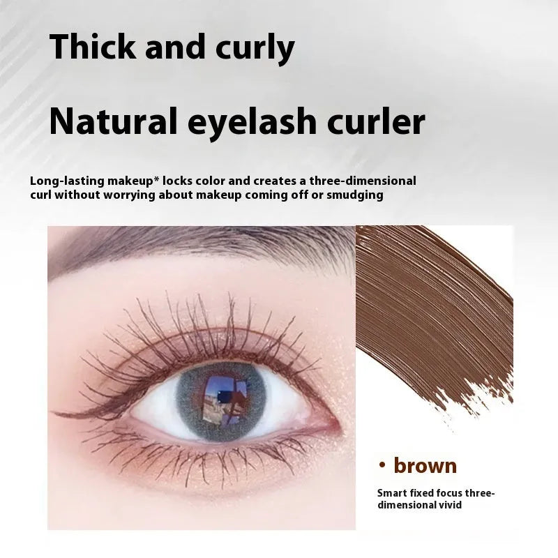 Waterproof steel tube eyelash mascara in black or brown shades with optional eyelash curler for long thick lashes