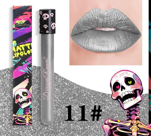 DR160 retro matte lip gloss tube for Halloween makeup in waterproof formula.