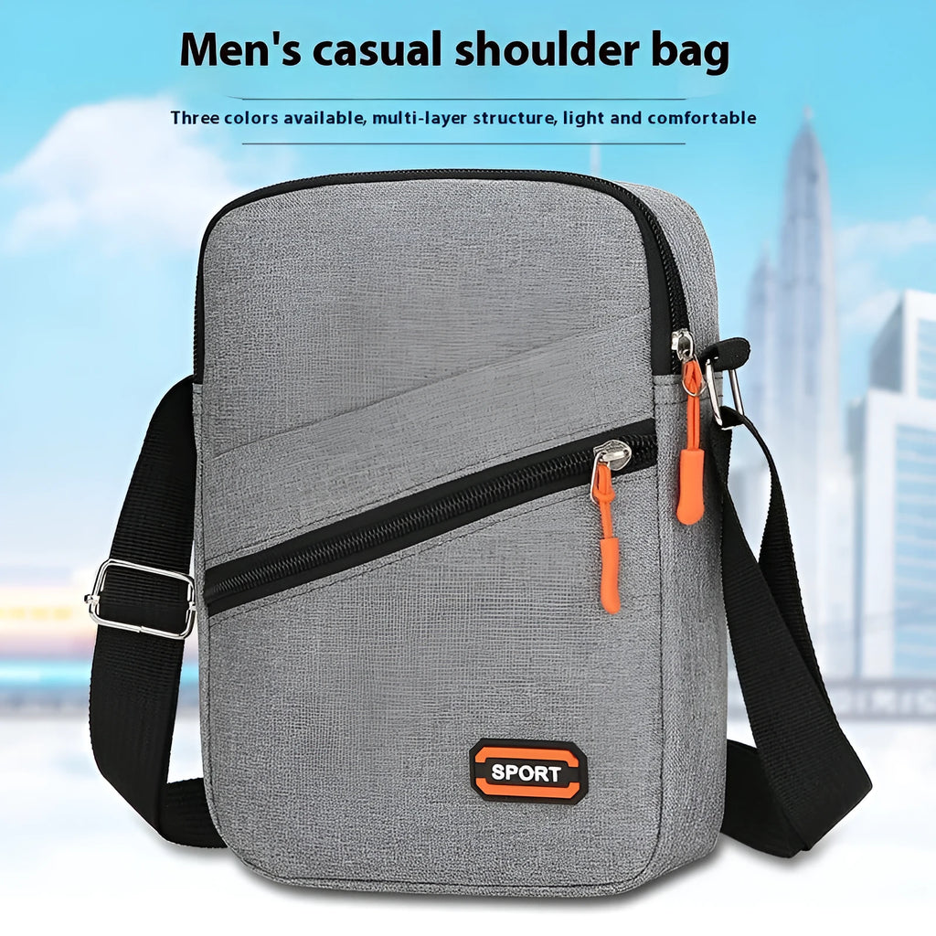 Ultra-light Oxford cloth crossbody commuter bag in solid colour with contrast trim.