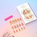 Simple fake nails set with pink and white 3D cartoon flower designs on detachable plastic armour pieces.
