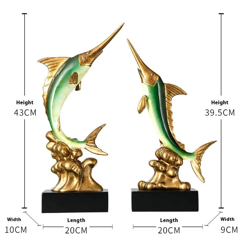 European swordfish decorative ornament in resin and plastic with four colour options
