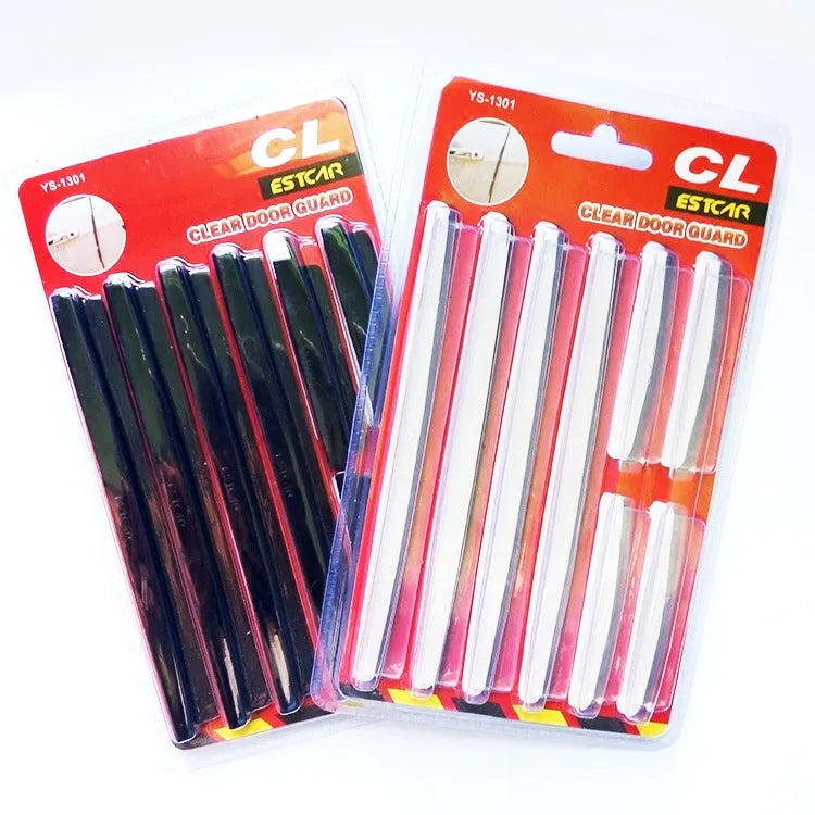 White plastic car door edge protector strip, 1 metre long with adhesive backing.
