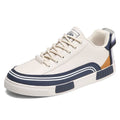 Men's breathable canvas mesh shoes in Milan white and green with flat heel and round toe design