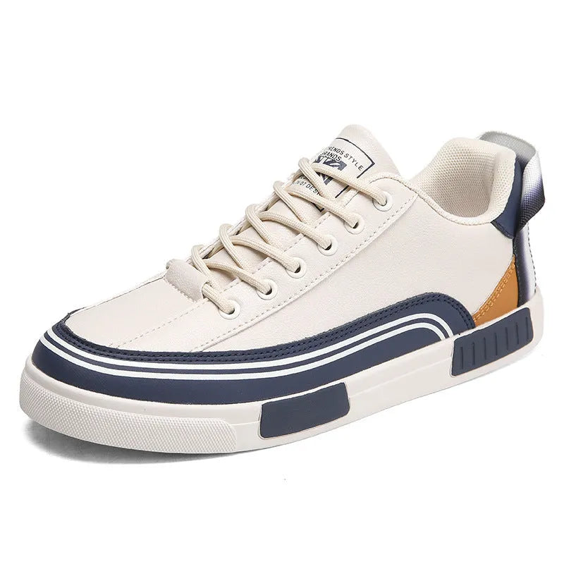 Men's breathable canvas mesh shoes in Milan white and green with flat heel and round toe design