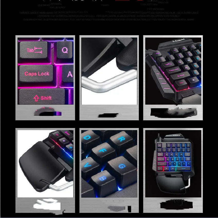Black left-handed one-handed gaming keyboard with hand rest for throne converter mobile gaming