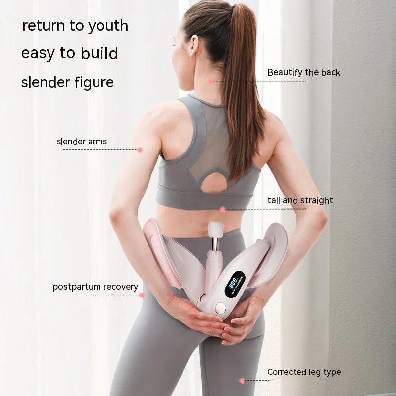 Electronic counting pelvic floor muscle trainer device in grey ABS and foam construction