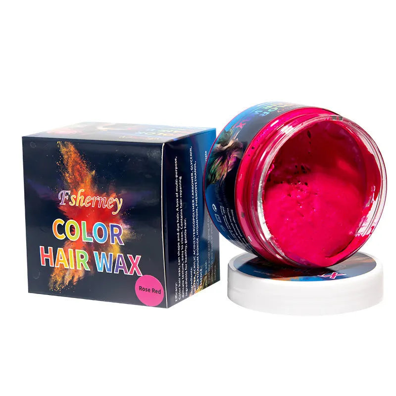 120g tub of hair styling clay mud in various colours including blue, red, and green for temporary hair dye