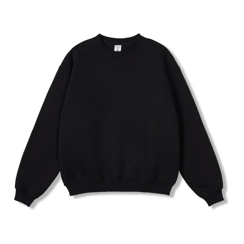 Men's cotton pullover hoodie with fleece lining and inner hood, loose fit, solid colour, sizes S to 3XL