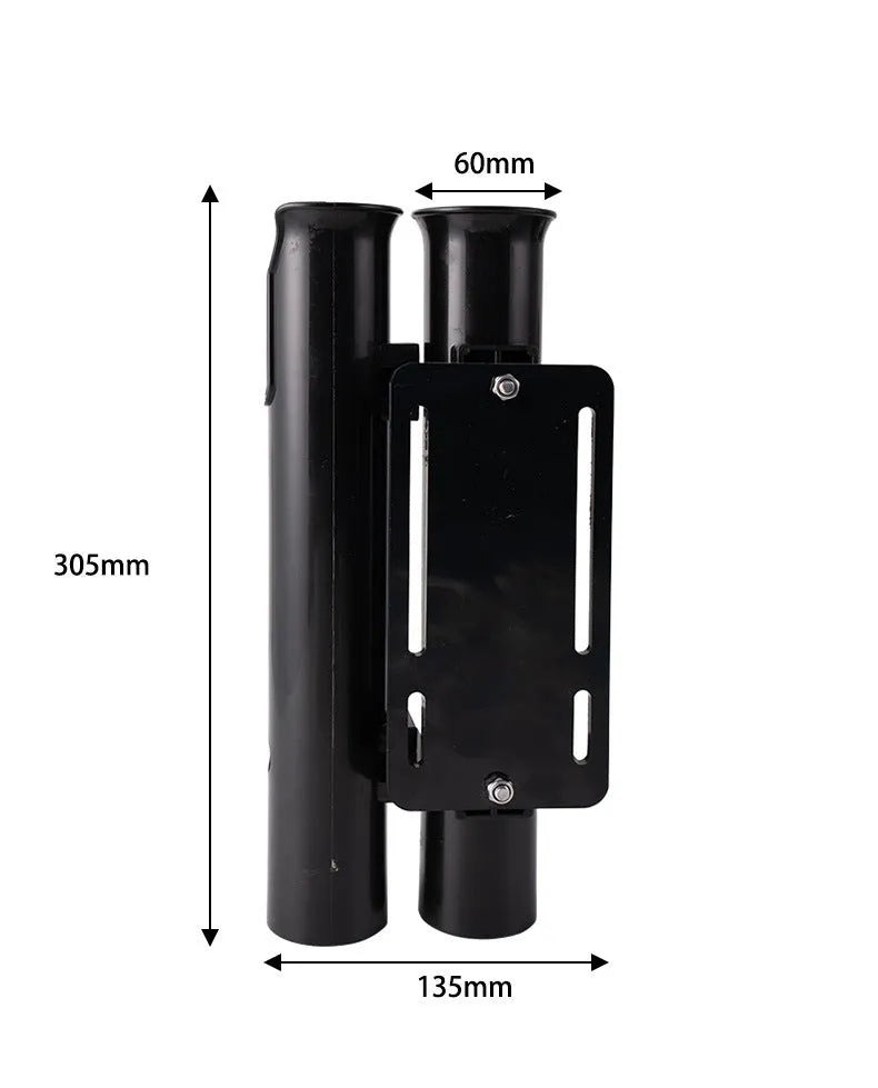 Carbon and plastic fishing rod rack with clamp mount for motorcycle or bicycle