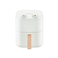 White air fryer with UK electrical outlet plug for countertop home cooking