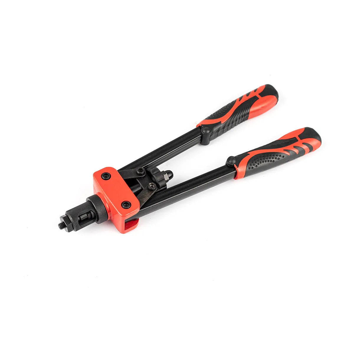 CQ14 14-inch alloy rivet nut pull-setter tool with six metric gun tips on grey background