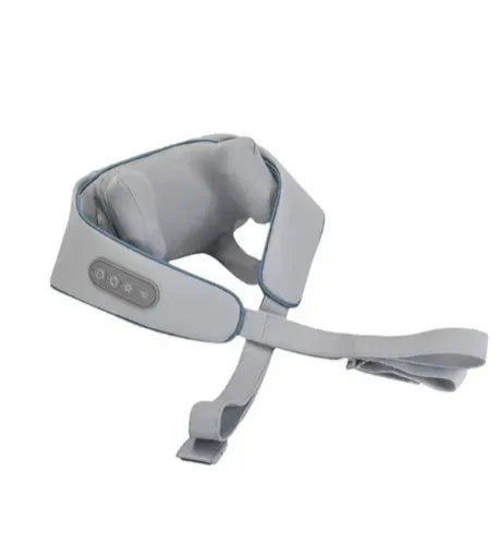 Creamy white rechargeable shoulder and neck massager with kneading nodes