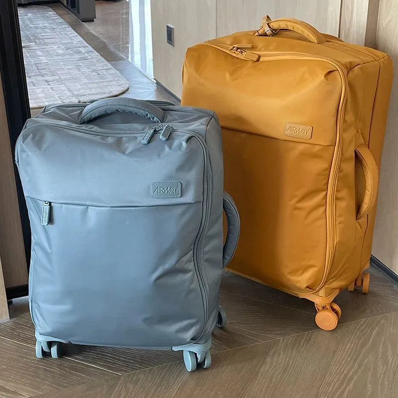 20 inch waterproof Oxford cloth suitcase in bluestone green colour with universal wheels