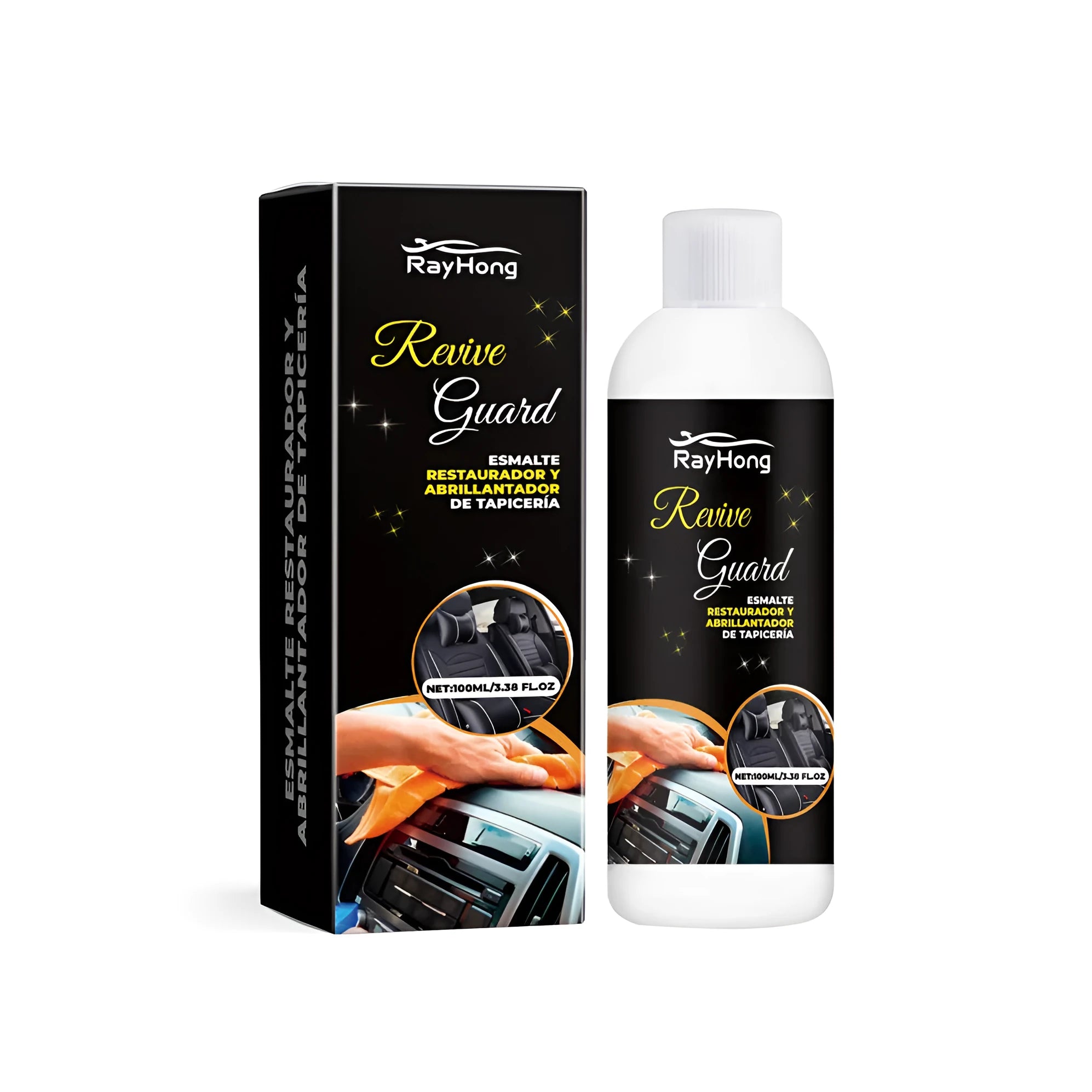 Compact automotive polish in box packaging measuring 3.8x12.3cm for car interior maintenance