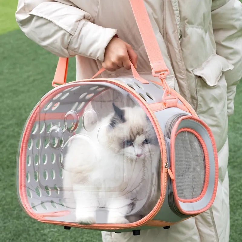 Transparent space capsule backpack for cats with hard EVA construction in multiple colour options