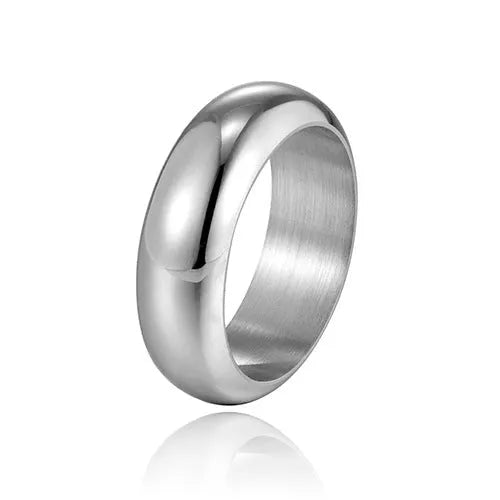 Glossy electroplated titanium steel ring in gold, black or steel colour